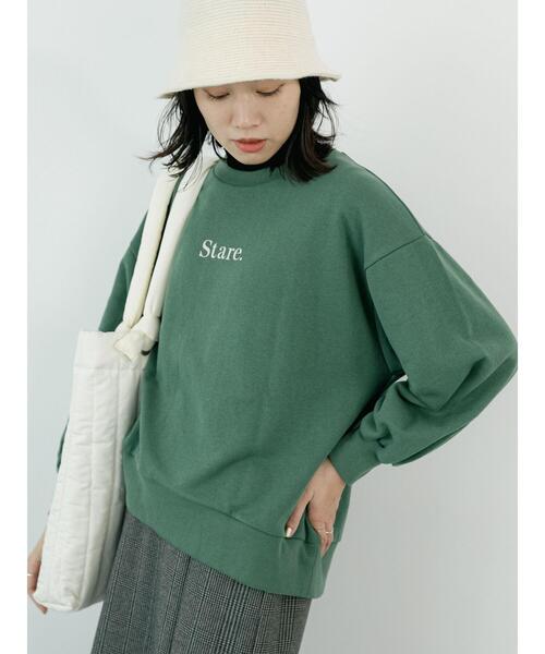 Samansa Mos2 blue(サマンサモスモスブルー)の「プリント裏毛プルオーバー(Tシャツ/カットソー・レディース・オフホワイト/グリーン/ブルー/チャコールグレー/ライトベージュ・F)」の11枚目の写真