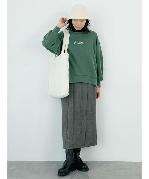 Samansa Mos2 blue(サマンサモスモスブルー)の「プリント裏毛プルオーバー(Tシャツ/カットソー・レディース・オフホワイト/グリーン/ブルー/チャコールグレー/ライトベージュ・F)」の12枚目の写真