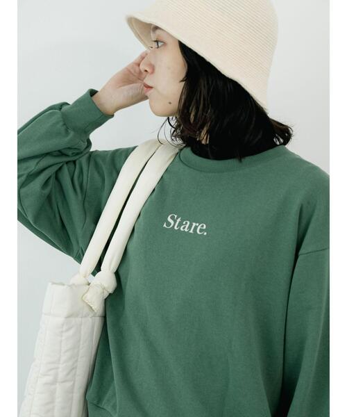 Samansa Mos2 blue(サマンサモスモスブルー)の「プリント裏毛プルオーバー(Tシャツ/カットソー・レディース・オフホワイト/グリーン/ブルー/チャコールグレー/ライトベージュ・F)」の14枚目の写真