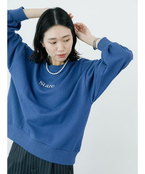 Samansa Mos2 blue(サマンサモスモスブルー)の「プリント裏毛プルオーバー(Tシャツ/カットソー・レディース・オフホワイト/グリーン/ブルー/チャコールグレー/ライトベージュ・F)」の16枚目の写真