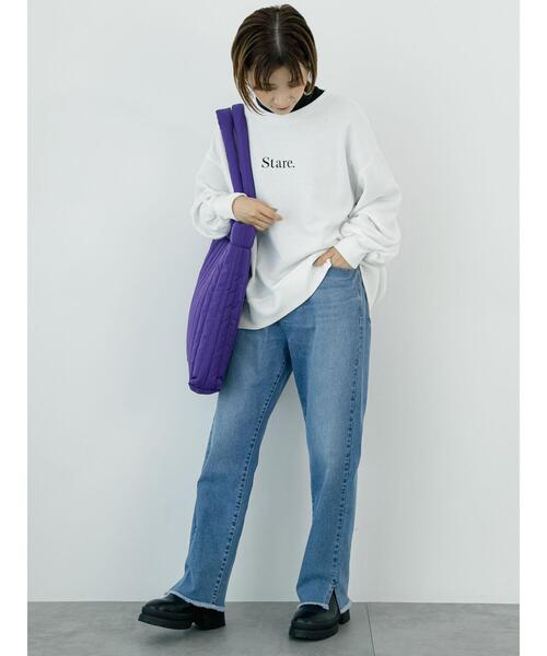 Samansa Mos2 blue(サマンサモスモスブルー)の「プリント裏毛プルオーバー(Tシャツ/カットソー・レディース・オフホワイト/グリーン/ブルー/チャコールグレー/ライトベージュ・F)」の19枚目の写真