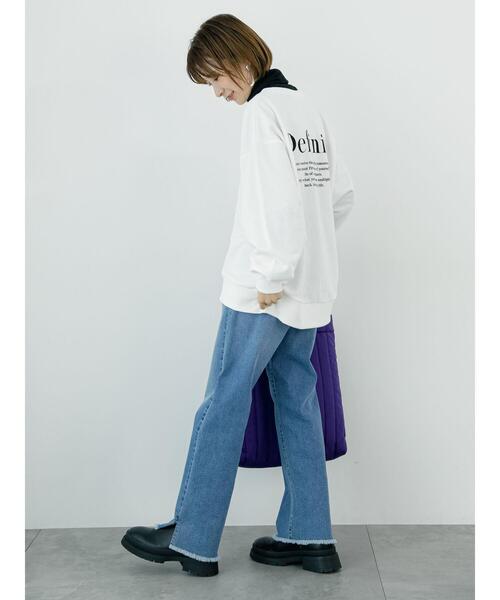 Samansa Mos2 blue(サマンサモスモスブルー)の「プリント裏毛プルオーバー(Tシャツ/カットソー・レディース・オフホワイト/グリーン/ブルー/チャコールグレー/ライトベージュ・F)」の20枚目の写真