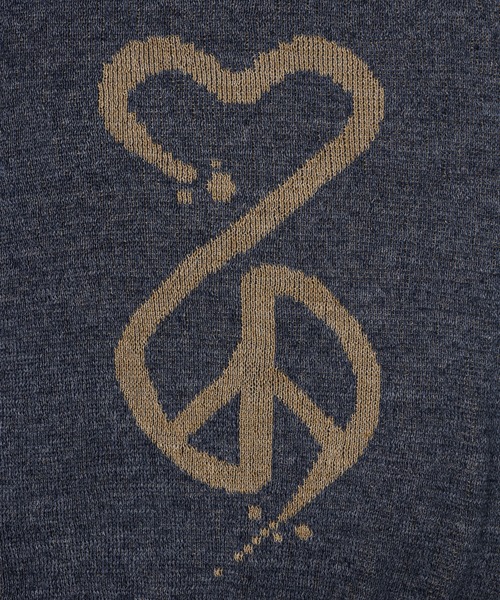 SASQUATCHfabrix.（サスクワァッチファブリックス）の「CALLIGRAPHIC "LOVE & PEACE” KNIT（ニット/セーター・メンズ・インディゴブルー/ベージュ・XL/L/M）」の10枚目の写真