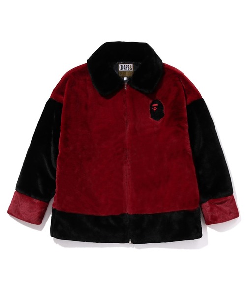 A BATHING APE(アベイシングエイプ)の「(B)APE FAUX FUR JACKET M(その他アウター・メンズ・バーガンディー/ブラック・MEDIUM/SMALL/XX-LARGE/X-LARGE/LARGE)」の2枚目の写真