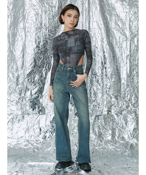 EVRIS(エヴリス)の「オリジナルグラフィックスキントップス(Tシャツ/カットソー・レディース・ブラック/ピンク/イエロー・FREE)」の8枚目の写真