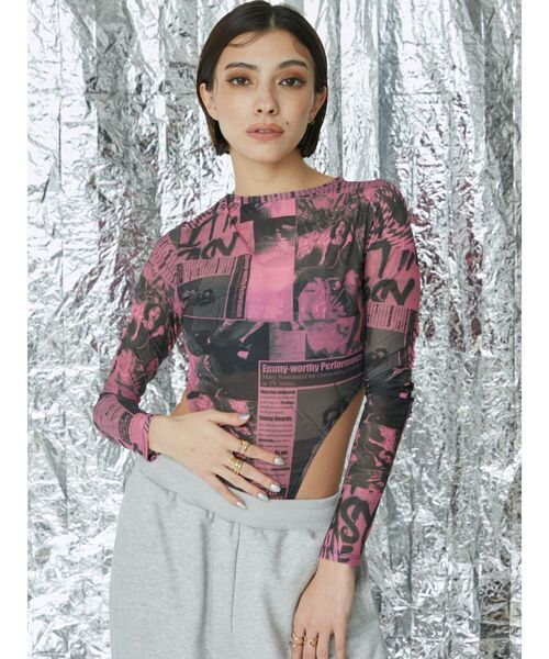 EVRIS(エヴリス)の「オリジナルグラフィックスキントップス(Tシャツ/カットソー・レディース・ブラック/ピンク/イエロー・FREE)」の13枚目の写真