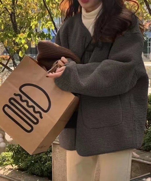 ゆったりボアトッパー（ノーカラージャケット）｜aimoha（アイモハ） 6,459円