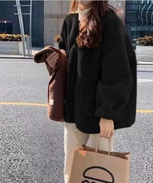 aimoha | ゆったりボアトッパー (AW)(ノーカラージャケット)