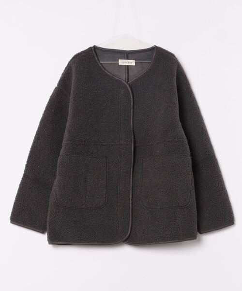 aimoha(アイモハ)の「ゆったりボアトッパー (AW)(ノーカラージャケット・レディース・ブラック/チョコ/グレー・MEDIUM/LARGE)」の7枚目の写真