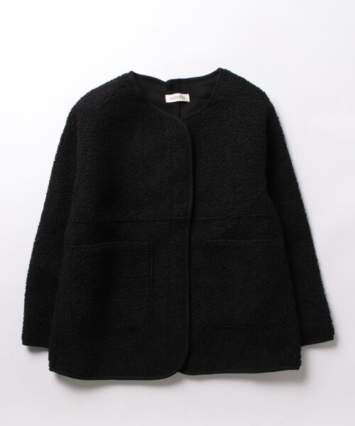 aimoha(アイモハ)の「ゆったりボアトッパー (AW)(ノーカラージャケット・レディース・ブラック/チョコ/グレー・MEDIUM/LARGE)」の8枚目の写真