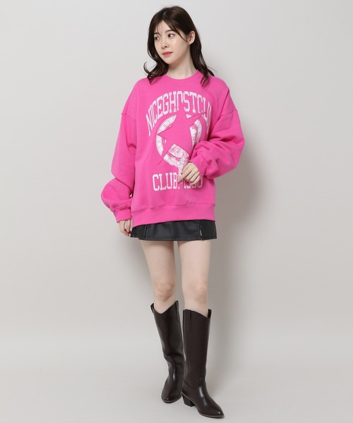NICE GHOST CLUB(ナイスゴーストクラブ)の「【UNISEX】niceghostclub/スターエンブレム プルオーバー(裏起毛)/ナイスゴースト/2984110(スウェット・レディース・ブラック/ピンク・MEDIUM/LARGE/SMALL)」の4枚目の写真