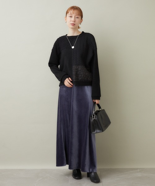 ROSIEE（ロージー）の「ROSIEE ベロアAラインスカート（スカート・レディース・ブラック/グレー・FREE）」の3枚目の写真