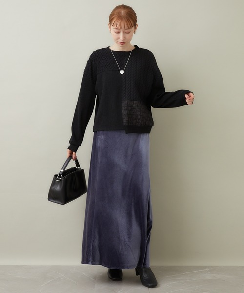 ROSIEE（ロージー）の「ROSIEE ベロアAラインスカート（スカート・レディース・ブラック/グレー・FREE）」の5枚目の写真