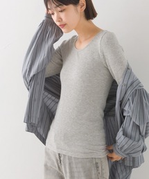 もちもち裏パイルUネック長袖Tシャツ