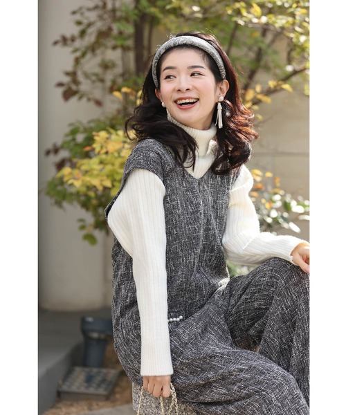 cawaii(カワイイ)の「RIB コンパクト ニットハイネックトップス(ニット/セーター・レディース・ブルー/グリーン/アイボリー/マスタード・FREE)」の8枚目の写真