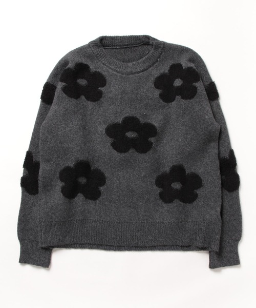 Primazel(プリマゼル)の「立体フラワーニットトップスセーター(ニット/セーター・レディース・ブラック/グレー・M)」の14枚目の写真