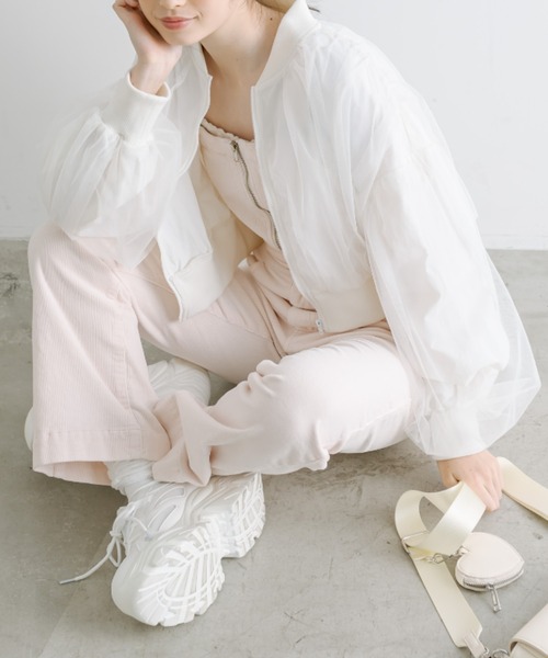 OLIVE des OLIVE(オリーブデオリーブ)の「チュール重ねブルゾン(ブルゾン・レディース・ブラック/アイボリー・FREE)」の9枚目の写真