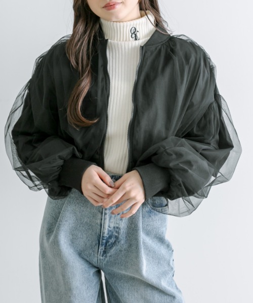 OLIVE des OLIVE(オリーブデオリーブ)の「チュール重ねブルゾン(ブルゾン・レディース・ブラック/アイボリー・FREE)」の13枚目の写真