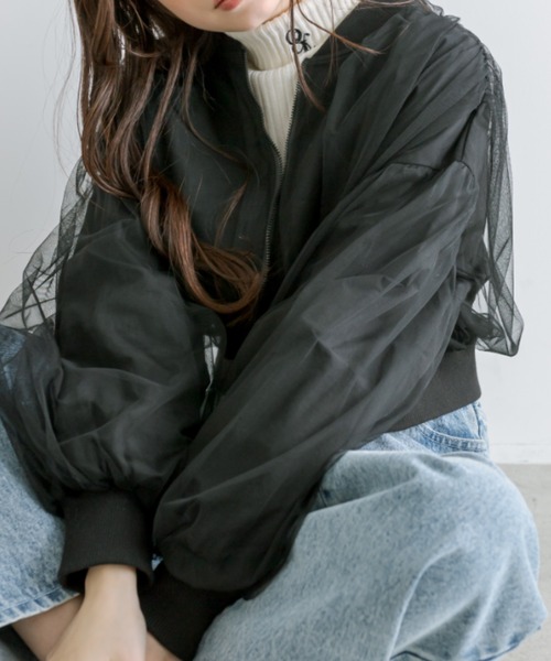 OLIVE des OLIVE(オリーブデオリーブ)の「チュール重ねブルゾン(ブルゾン・レディース・ブラック/アイボリー・FREE)」の16枚目の写真