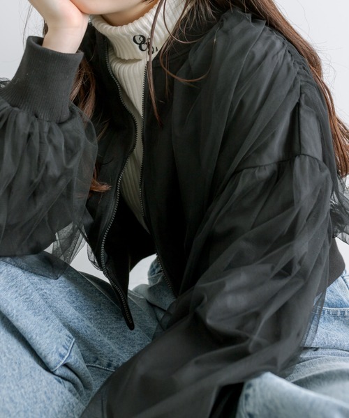 OLIVE des OLIVE(オリーブデオリーブ)の「チュール重ねブルゾン(ブルゾン・レディース・ブラック/アイボリー・FREE)」の17枚目の写真