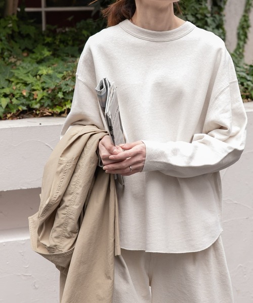 FORK&SPOON(フォークアンドスプーン)の「FORK&SPOON スーピマコットン混反毛クルーネックスウェット(スウェット・レディース・チャコールグレー/アイボリー/ライトブルー・1)」の5枚目の写真