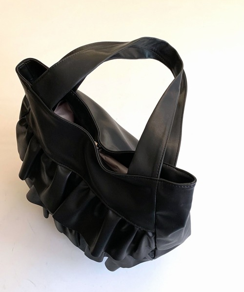 Q（キュー）の「フリルトート（トートバッグ・レディース・シルバー/ブラック・ONE SIZE）」の3枚目の写真