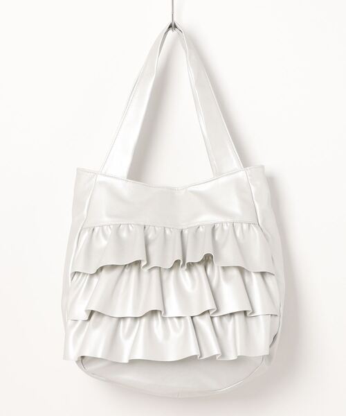 Q（キュー）の「フリルトート（トートバッグ・レディース・シルバー/ブラック・ONE SIZE）」の10枚目の写真