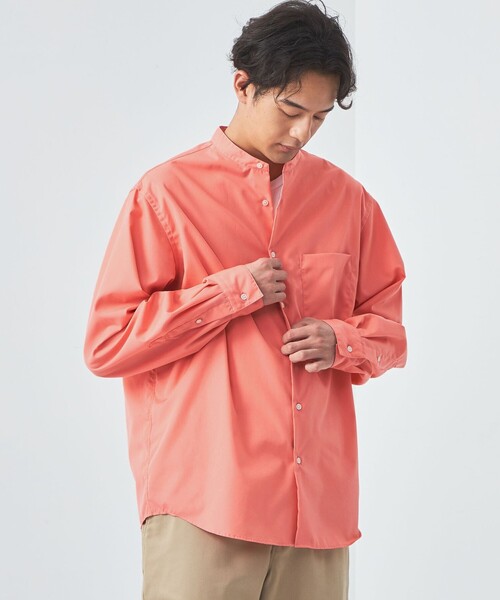 green label relaxing（グリーンレーベルリラクシング）の「ブロード ジャストルーズ バンドカラー シャツ -防シワ-（シャツ/ブラウス・メンズ・ライトブルー/ピンク/グレー・L/XL/M/S）」の5枚目の写真