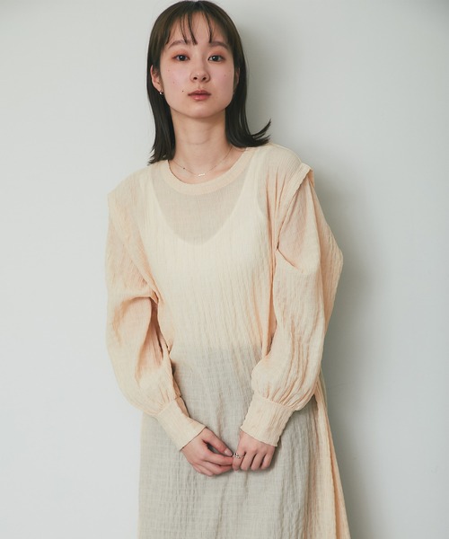 ANOTHER S(アナザーエス)の「シャーリング生地長袖ワンピース(ワンピース・レディース・アイボリー/ブラック・M)」の16枚目の写真