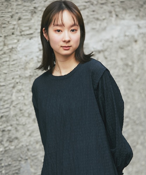 ANOTHER S(アナザーエス)の「シャーリング生地長袖ワンピース(ワンピース・レディース・アイボリー/ブラック・M)」の14枚目の写真