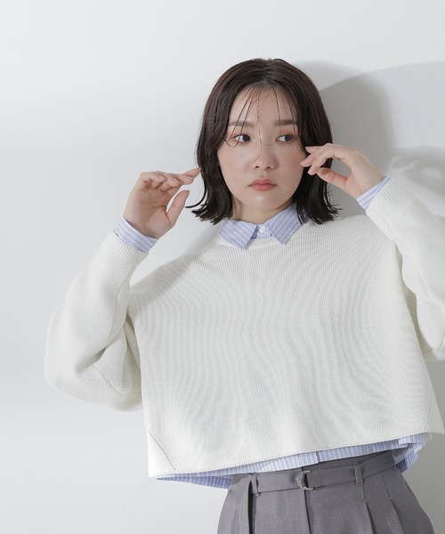 ◇クロップドニット＆シャツセット