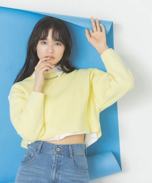 ◇クロップドニット＆シャツセット