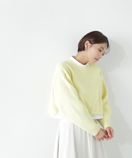 ナチュラルビューティーベーシック　クロップどシャツニット ナチュラルビューティーベーシック NATURAL BEAUTY BASIC