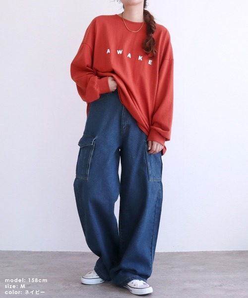 reca(レカ)の「デニムカーゴパンツ(デニムパンツ・レディース・サックスブルー/ネイビー・M/L)」の8枚目の写真