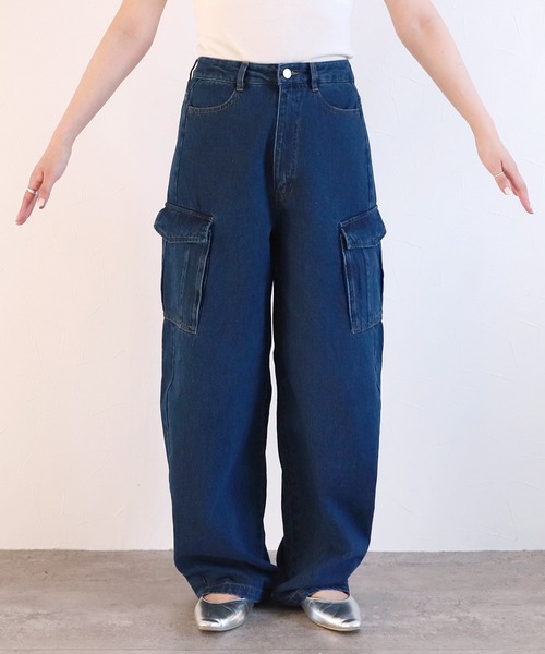 reca(レカ)の「デニムカーゴパンツ(デニムパンツ・レディース・サックスブルー/ネイビー・M/L)」の18枚目の写真