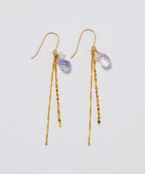 K14GF スコライトチェーンフックピアス（ピアス（両耳用））｜NOIR DE POUPEE（ノワールドプーペ）