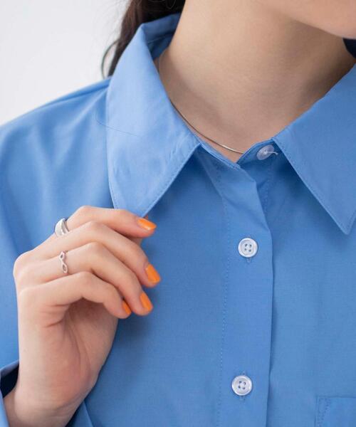 WEGO（ウィゴー）の「WEGO/カラーショートシャツ（シャツ/ブラウス・レディース・ブルー/その他1/ホワイト/ブルー系その他4・FREE）」の9枚目の写真