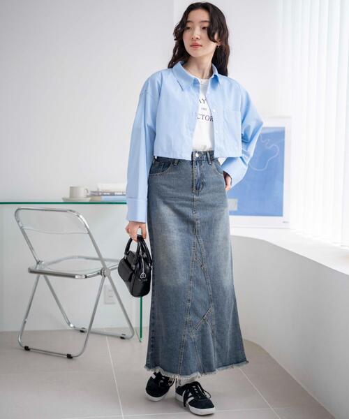 WEGO（ウィゴー）の「WEGO/カラーショートシャツ（シャツ/ブラウス・レディース・ブルー/その他1/ホワイト/ブルー系その他4・FREE）」の21枚目の写真