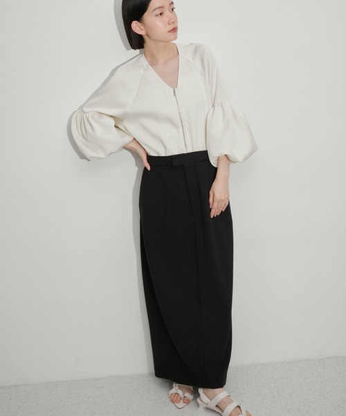 ADAM ET ROPE'（アダムエロペ）の「【サステナブル】ジャガードポンチワンピース（ワンピース・レディース・ブラック/オフホワイト・36/38）」の8枚目の写真