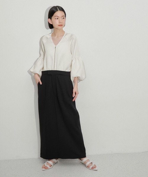 ADAM ET ROPE'（アダムエロペ）の「【サステナブル】ジャガードポンチワンピース（ワンピース・レディース・ブラック/オフホワイト・36/38）」の12枚目の写真