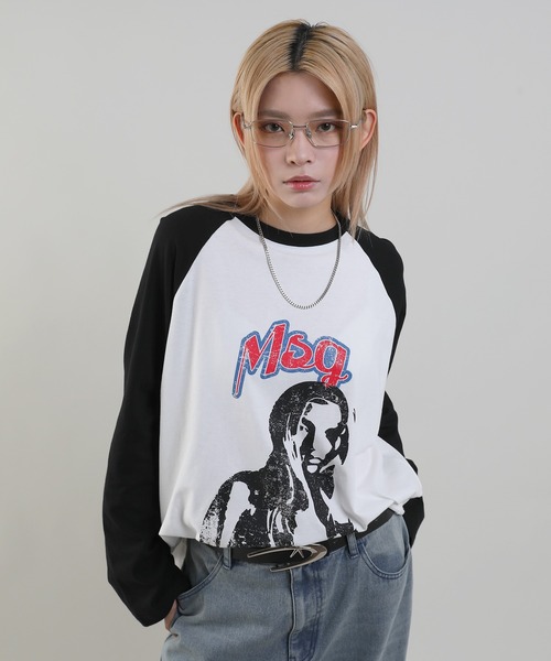 MSG(エムエスジー)の「ヴィンテージライクロングスリーブラグランロンT(Tシャツ/カットソー・メンズ・ブラック×ホワイト/ホワイト×ブラック/レッド系/ホワイト×ブルー・XL/S/M/L)」の3枚目の写真