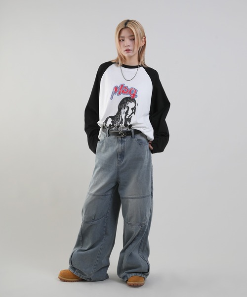 MSG(エムエスジー)の「ヴィンテージライクロングスリーブラグランロンT(Tシャツ/カットソー・メンズ・ブラック×ホワイト/ホワイト×ブラック/レッド系/ホワイト×ブルー・XL/S/M/L)」の21枚目の写真