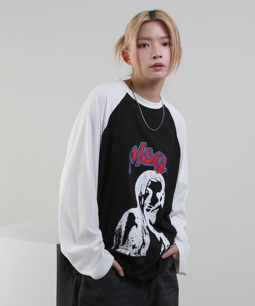 MSG(エムエスジー)の「ヴィンテージライクロングスリーブラグランロンT(Tシャツ/カットソー・メンズ・ブラック×ホワイト/ホワイト×ブラック/レッド系/ホワイト×ブルー・XL/S/M/L)」の22枚目の写真
