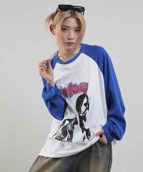 MSG(エムエスジー)の「ヴィンテージライクロングスリーブラグランロンT(Tシャツ/カットソー・メンズ・ブラック×ホワイト/ホワイト×ブラック/レッド系/ホワイト×ブルー・XL/S/M/L)」の9枚目の写真