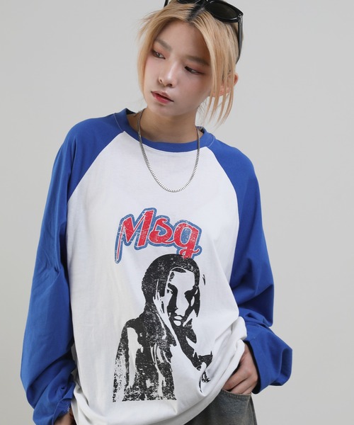 MSG(エムエスジー)の「ヴィンテージライクロングスリーブラグランロンT(Tシャツ/カットソー・メンズ・ブラック×ホワイト/ホワイト×ブラック/レッド系/ホワイト×ブルー・XL/S/M/L)」の11枚目の写真