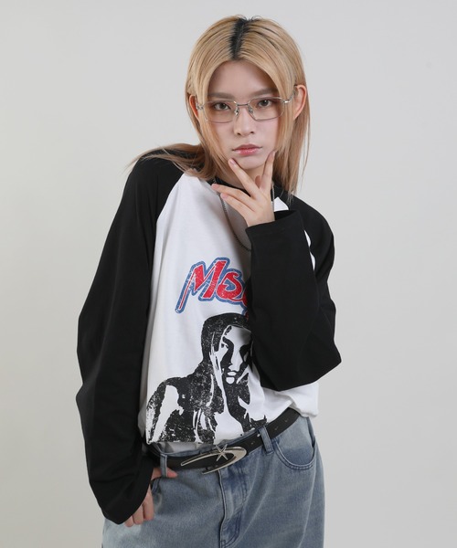 MSG(エムエスジー)の「ヴィンテージライクロングスリーブラグランロンT(Tシャツ/カットソー・メンズ・ブラック×ホワイト/ホワイト×ブラック/レッド系/ホワイト×ブルー・XL/S/M/L)」の15枚目の写真