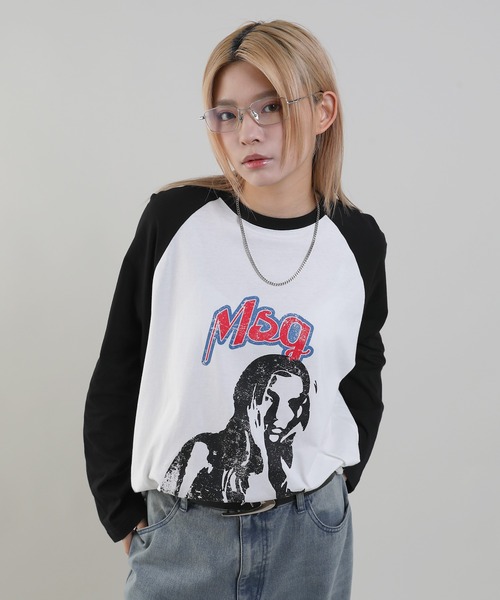 MSG(エムエスジー)の「ヴィンテージライクロングスリーブラグランロンT(Tシャツ/カットソー・メンズ・ブラック×ホワイト/ホワイト×ブラック/レッド系/ホワイト×ブルー・XL/S/M/L)」の16枚目の写真