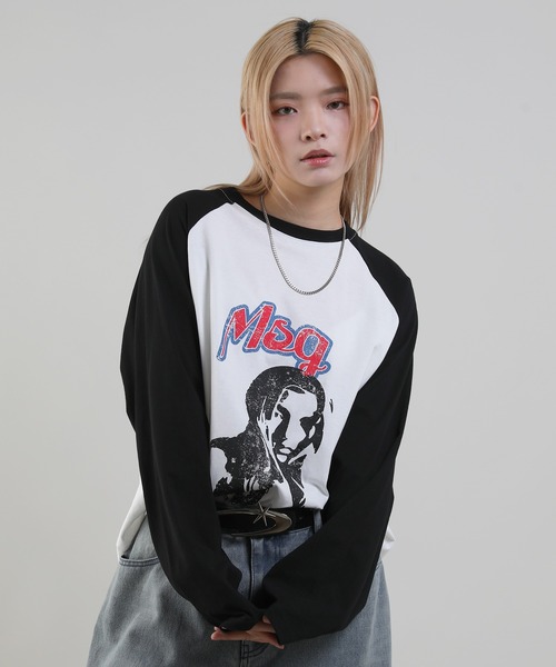 MSG(エムエスジー)の「ヴィンテージライクロングスリーブラグランロンT(Tシャツ/カットソー・メンズ・ブラック×ホワイト/ホワイト×ブラック/レッド系/ホワイト×ブルー・XL/S/M/L)」の17枚目の写真