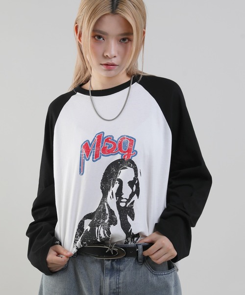 MSG(エムエスジー)の「ヴィンテージライクロングスリーブラグランロンT(Tシャツ/カットソー・メンズ・ブラック×ホワイト/ホワイト×ブラック/レッド系/ホワイト×ブルー・XL/S/M/L)」の18枚目の写真