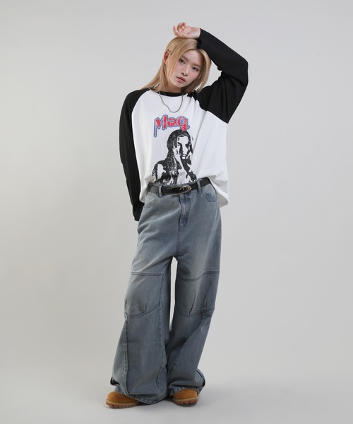 MSG(エムエスジー)の「ヴィンテージライクロングスリーブラグランロンT(Tシャツ/カットソー・メンズ・ブラック×ホワイト/ホワイト×ブラック/レッド系/ホワイト×ブルー・XL/S/M/L)」の19枚目の写真